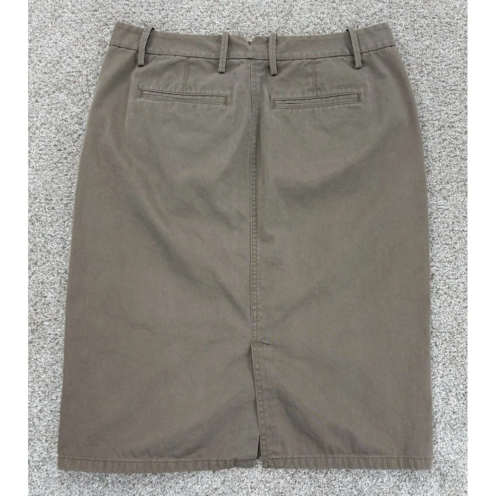 LRL Ralph Lauren Jeans Co. Olive Pencil Skirt Women's 8‎ Green Canvas Back Slit